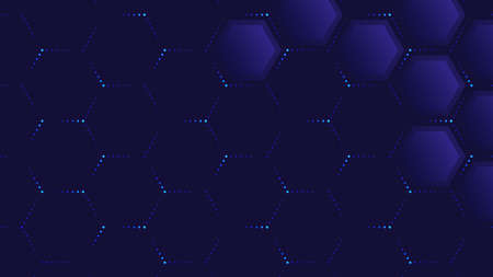 Abstract technology background. Vector illustration of transparent hexagons and glowing neon colored...
