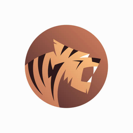 Tiger logo design. Vector illustration of abstract roaring tiger isolated on white backgroundのイラスト素材