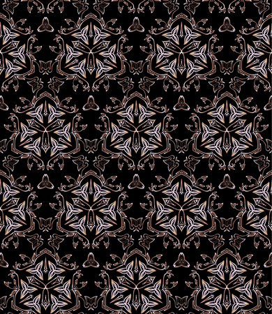 Vector vintage pattern with floral elements and iridescence of goldのイラスト素材