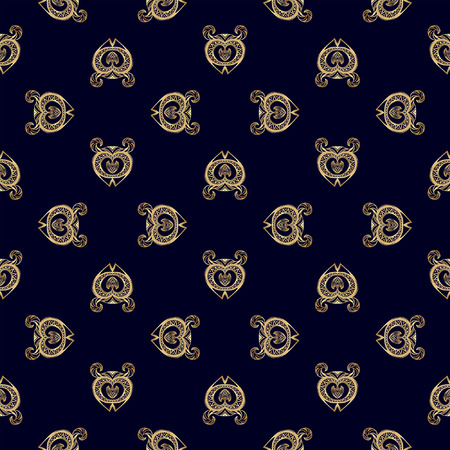 Seamless pattern with ethnic motifs on dark blue backgroundのイラスト素材