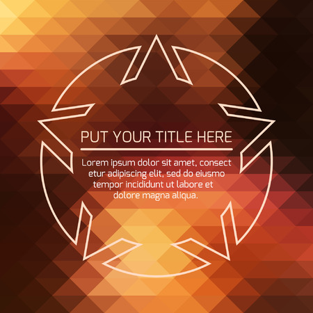 Vector minimalistic template with triangle pattern background in warm orange colors. Autumn moodのイラスト素材
