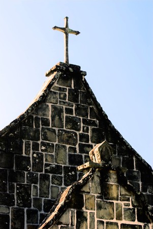 Cross on the top of old church. Taiwan, Asia.の写真素材