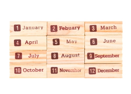 Month words print on wood texture, twelve months in one year.の写真素材