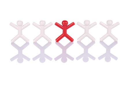 Leadership concept, one man leads the team.の写真素材