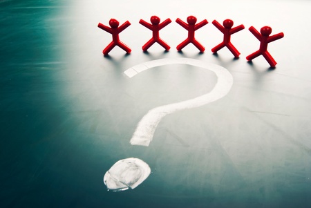 Business team face a big question mark.の写真素材