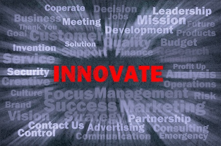 Innovate concept with motion rays on blue retro backgroundの写真素材