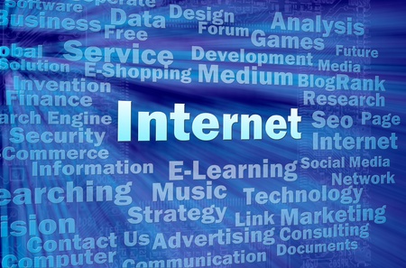 Internet concept in virtual space with related wordsの写真素材