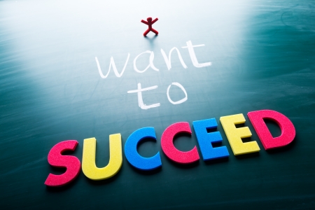 I want to succeed, colorful conceptual words on blackboard. の写真素材