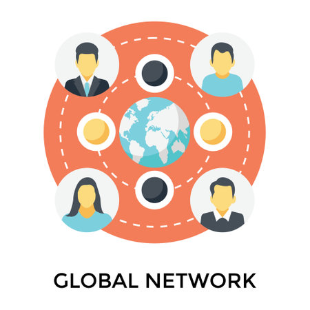 Global network concept. Flat illustration of global network concept for web designのイラスト素材