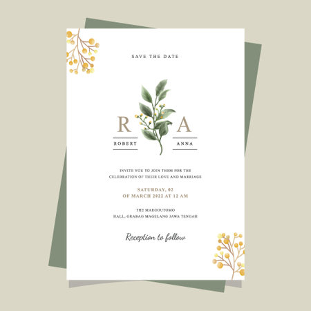 Wedding Invitation Card Template with Elegant Floral Designのイラスト素材