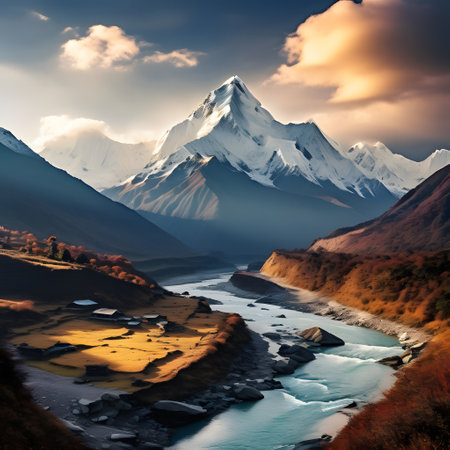 Beautiful mountain landscape in Himalayas, Nepal, Asia.の写真素材