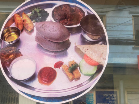 Vintage photo of a plate with hamburgers and vegetables.の写真素材