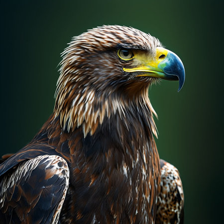 Portrait of a golden eagle on a dark background. 3d rendering