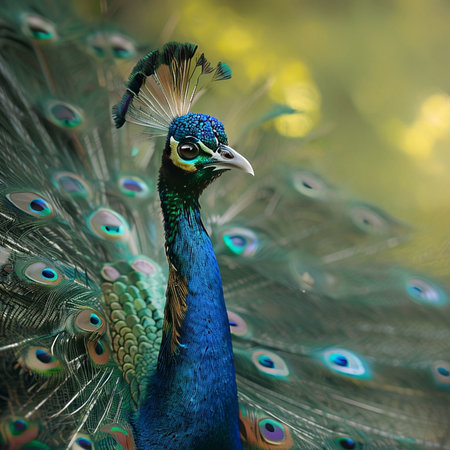 Beautiful peacock with feathers out. Portrait of a peacockの写真素材