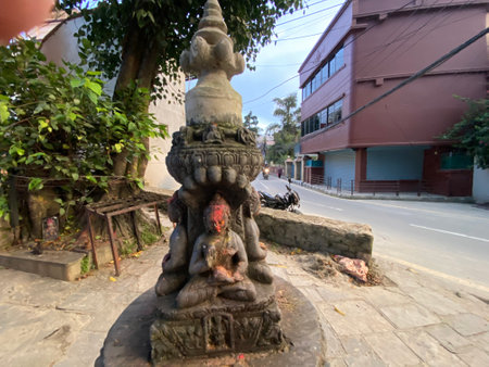 Statue of Hindu God Ganesha in Kathmandu, Nepalの写真素材