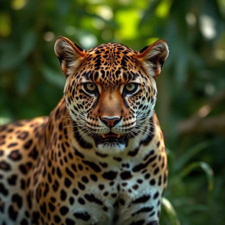 Portrait of a leopard (Panthera pardus)の写真素材