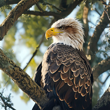 Bald Eagle (Haliaeetus leucocephalus) sitting on a tree
