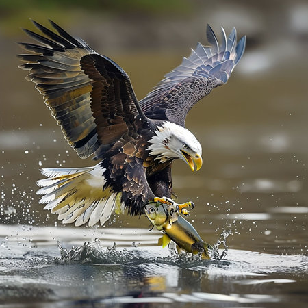 Bald Eagle (Haliaeetus leucocephalus) catching a fish