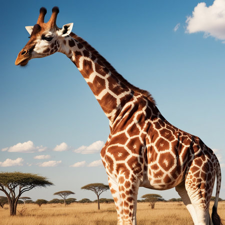 Giraffe in Serengeti National Park, Tanzania, Africaの写真素材