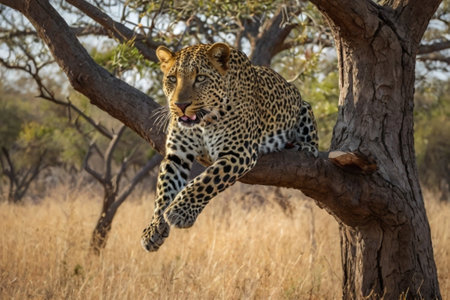 Leopard in the Okavango Delta - Moremi National Park in Botswanaの写真素材