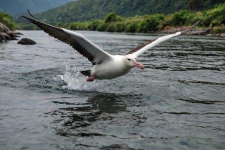 Flying Juvenile Kelp gull (Larus dominicanus)の写真素材