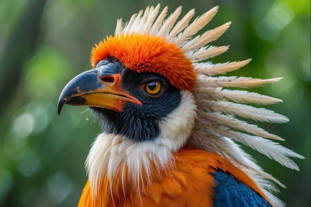 Portrait of a scarlet-crested parrot (Crested Parrot)