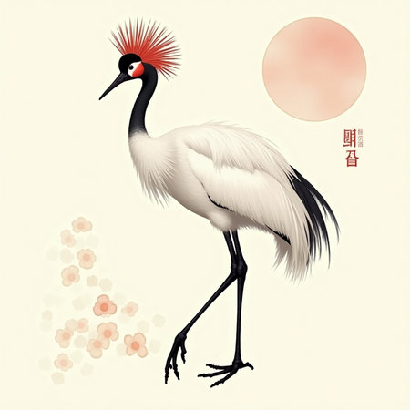 Chinese New Year of the crane, red-crowned craneの写真素材