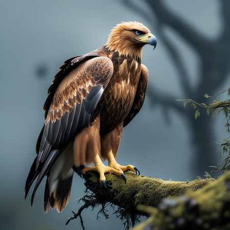 Golden Eagle (Aquila chrysaetos) sitting on a branch