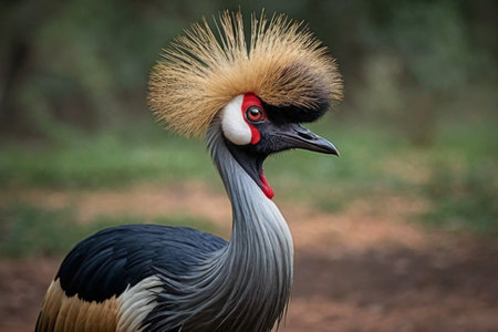 Portrait of Grey Crowned Crane (Balearica regulorum)の写真素材