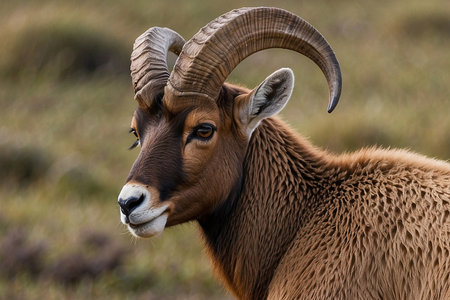 Portrait of a mouflon, Ovis orientalis