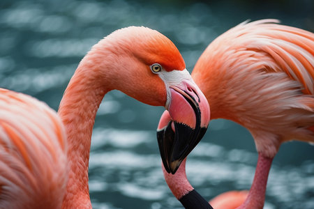 Greater flamingo (Phoenicopterus ruber)の写真素材