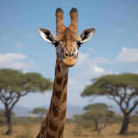 Giraffe in Serengeti National Park, Tanzania, Africaの写真素材