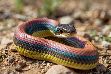 Close-up of the head of a snake in the nature.