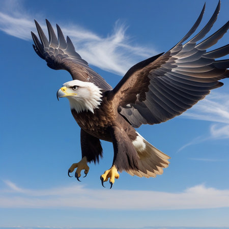 Adult Bald Eagle (Haliaeetus leucocephalus) in flight