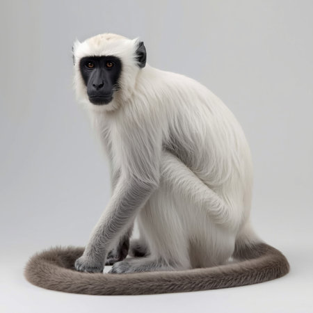 Portrait of white monkey isolated on white background. Studio shot.の写真素材