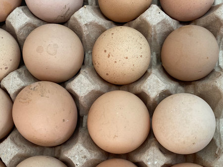 Eggs in a carton box. Close-up.
