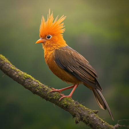 Colorful bird perching on a branch in the rainforest.の写真素材