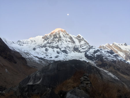 Mountain landscape in Himalayas, Nepalの写真素材