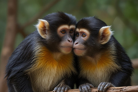 Couple of red-capped capuchin monkey (Cebus capuchin)