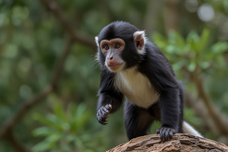 Portrait of a black-capped spider monkey on a tree