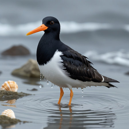 Oystercatcher (Haematopus ostralegus) in the wildの写真素材