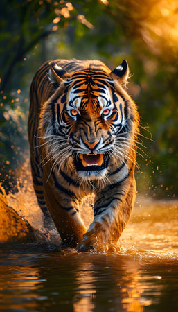 Tiger in the wild nature habitat. Wildlife scene from nature.の写真素材