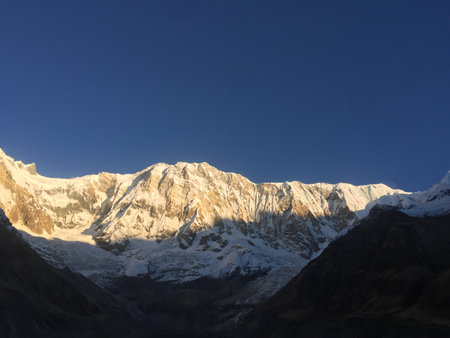 Mountains in Himalayas, Annapurna Conservation Area, Nepalの写真素材