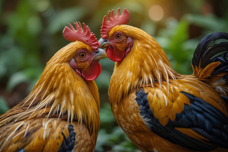 Cockfighting in the farm,Thailand. (Selective focus)
