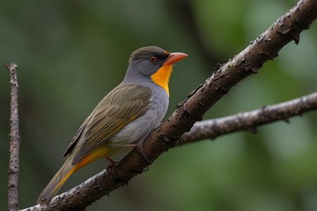 Red-billed Bulbul, Pycnonotus goiavier, single bird on branch, Brazilの写真素材
