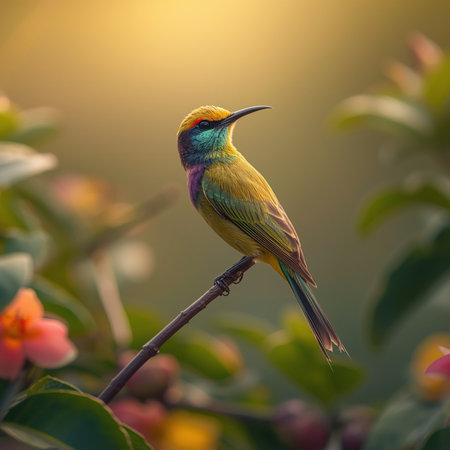 Colorful Bee-eater (Merops orientalis) Bird in natureの写真素材