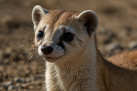 Close-up portrait of a weasel (Mustela erminea)