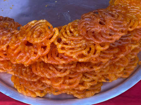 Sweet baklava with nuts in trayの写真素材