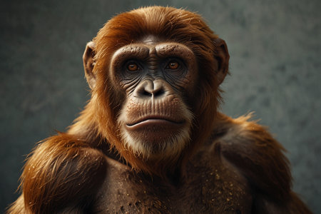 Portrait of an adult male orangutan. Studio shot.