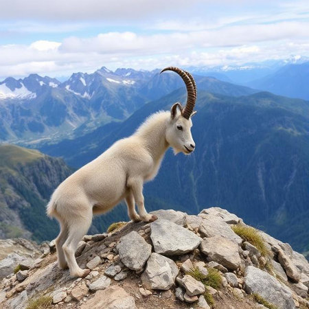 Mountain Goat on top of a mountainの写真素材